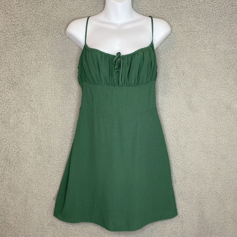 Sunday Best Baby Doll Milkmaid Womens Dress Cinched Mini Dress Green Size Small